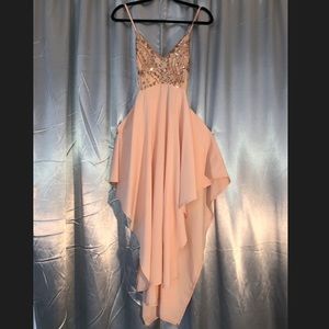 Futurino Vneck Asymmetrical blush Cocktail dress